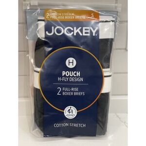 Jockey Men Small Pouch H-Fly Design Boxer Briefs 2 Pack Black Cotton Stretch New